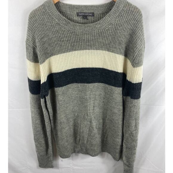NWT Slate & Stone Gray Emory Colorblock Stripe Crew Neck Long Sleeve Sweater XL - Picture 2 of 5